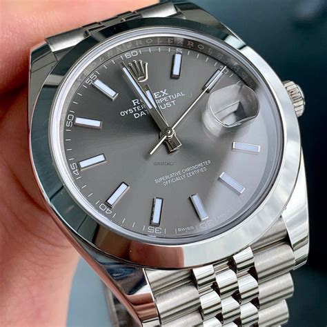 gray rolex datejust|Rolex Datejust 41mm rhodium dial.